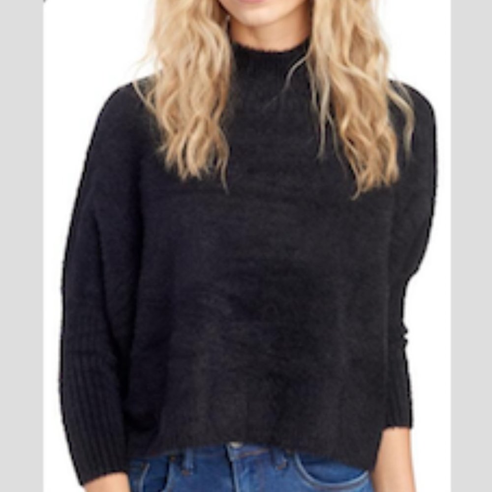 P• Luca Milano Eyelash Mock Neck Cropped Sweater
